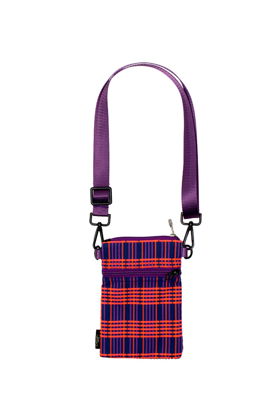 ELEPH ORIGAMI MOBILE BAG PLEAT MULTI CHECK : Navy / Purple / Orange