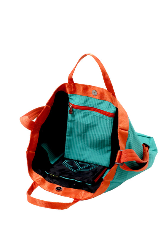 ELEPH WORKING BAG PLEAT - L  : Turquoise/Orange